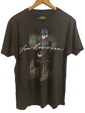 Van Morrison 2019 Tour Black Cotton Double Sided Band Tee Sz M Unisex New